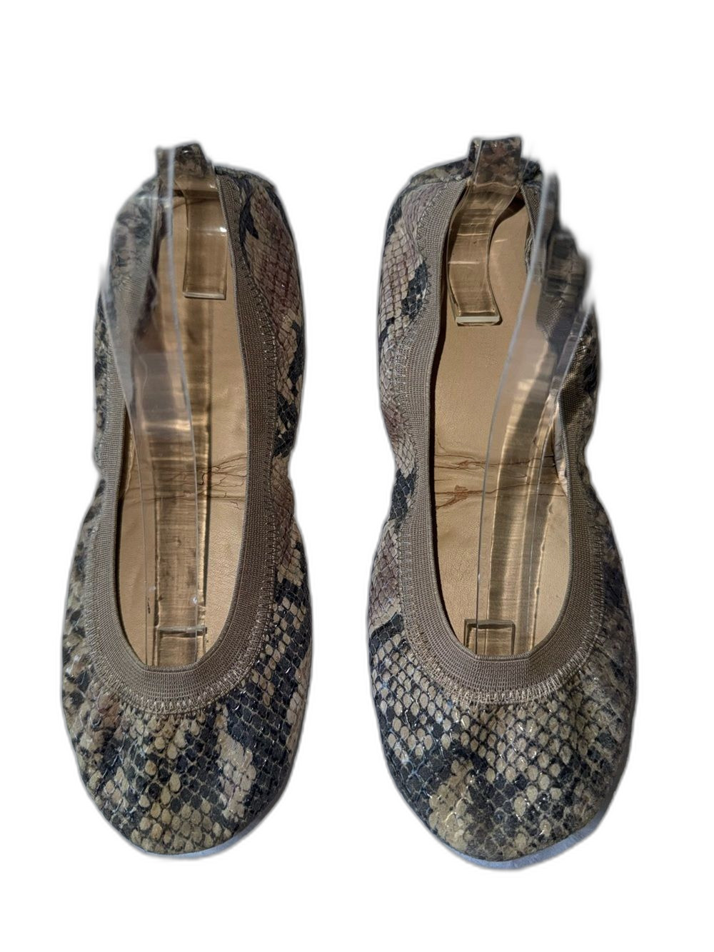 Yosi Samara Snake Print Ballet Flats Women’s 8 Neutral Taupe and Black !